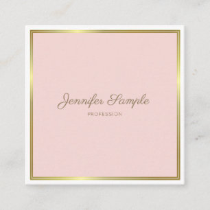 Creative Gold Blush Pink Hand Script Font Tekst Vierkante Visitekaartje