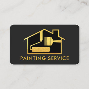 Creative Gold Brush Home Painting Visitekaartje