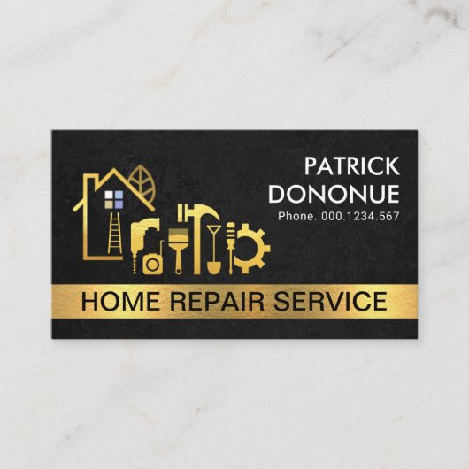 Creative Gold Building Black Grunge Texture Visitekaartje (Voorkant)