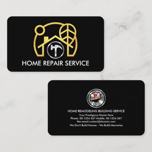 Creative Gold Building Handyman Hammer Visitekaartje (Voorkant / Achterkant)