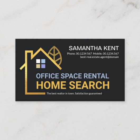 Creative Gold Building Home Landscape Realtor Visitekaartje (Voorkant)