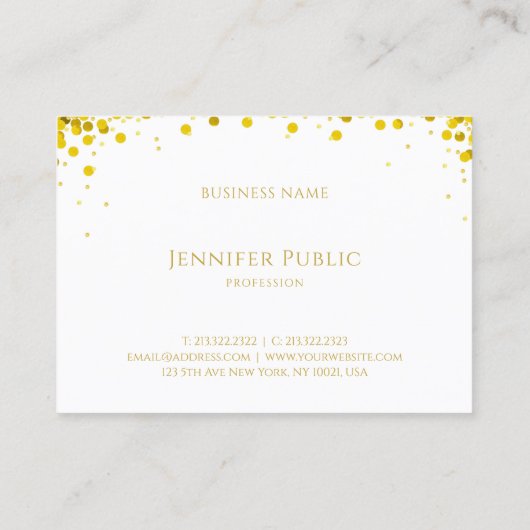 Creative Gold Confetti Hand Script Text Sjabloon Visitekaartje (Achterkant)