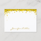 Creative Gold Confetti Hand Script Text Sjabloon Visitekaartje (Voorkant)