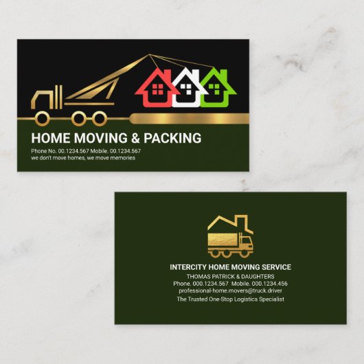 Creative Gold Crane Border Home Movement Visitekaartje (Voorkant / Achterkant)