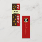 Creative Gold Doggy Paw Prints Pet Sitter Mini Visitekaartje (Voorkant / Achterkant)