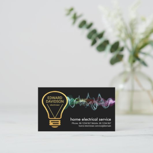 Creative Gold Electricia Bulb Electrical Service Visitekaartje (Staand voorkant)