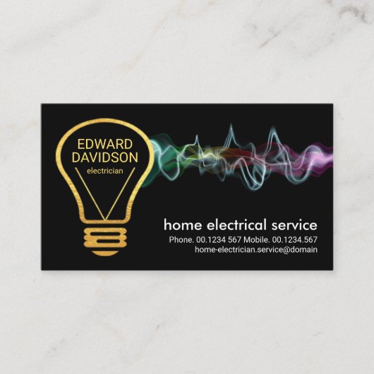 Creative Gold Electricia Bulb Electrical Service Visitekaartje (Voorkant)
