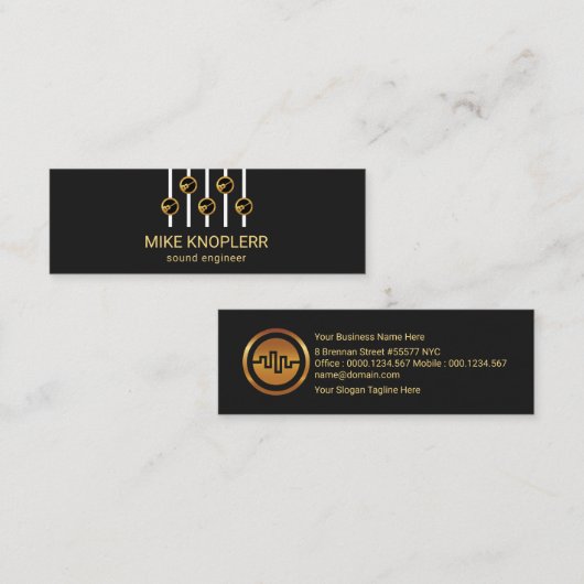Creative Gold Guitar Equalizer Panel Mini Visitekaartje (Voorkant / Achterkant)