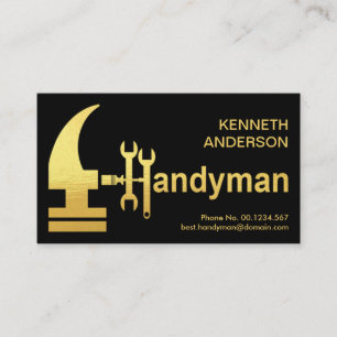 Creative Gold Hammer Handyman Design Visitekaartje