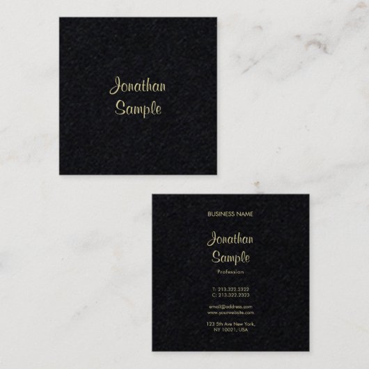 Creative Gold Handgeschreven Script Font Modern Bl Vierkante Visitekaartje (Voorkant / Achterkant)