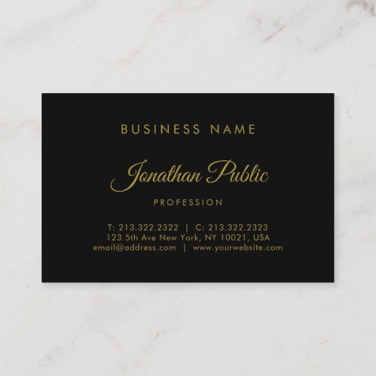 Creative Gold Handwrited Script Professional Chic Visitekaartje (Achterkant)