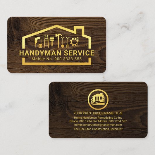 Creative Gold Handyman Tools Building Visitekaartje (Voorkant / Achterkant)