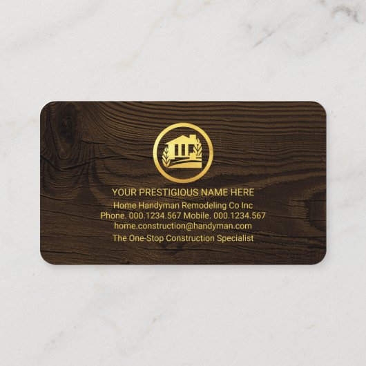 Creative Gold Handyman Tools Building Visitekaartje (Achterkant)