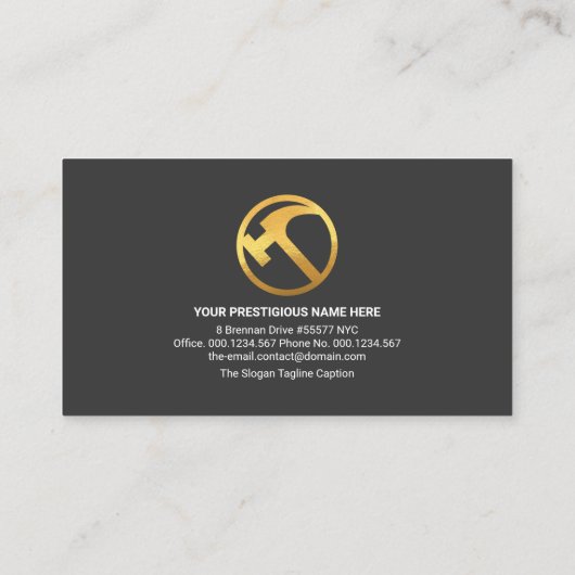 Creative Gold Handyman Tools in Brick Wall Visitekaartje (Achterkant)