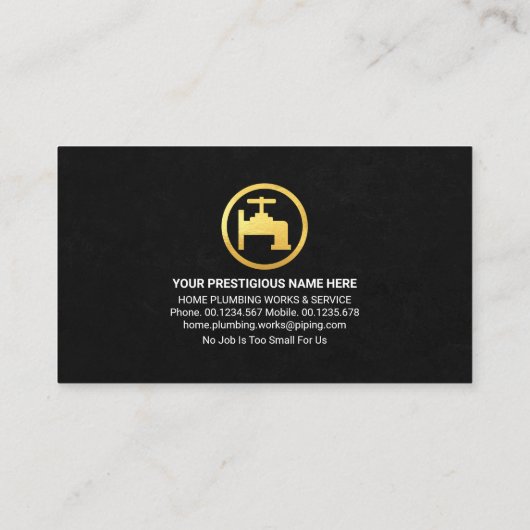 Creative Gold Home Plumber Service Visitekaartje (Achterkant)