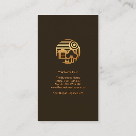 Creative Gold Home Tree Border Landscapage Visitekaartje (Achterkant)