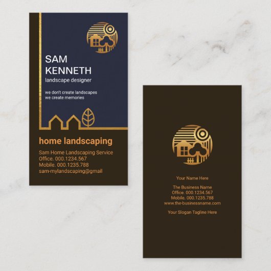 Creative Gold Home Tree Border Landscapage Visitekaartje (Voorkant / Achterkant)