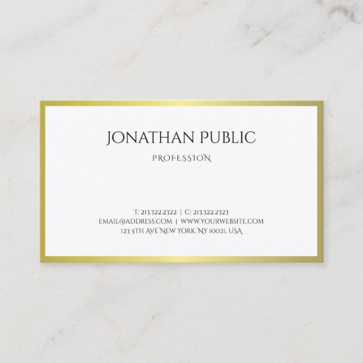 Creative Gold-look Modern Plain Professional Visitekaartje (Voorkant)