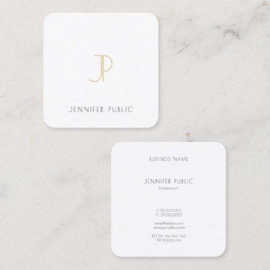 Creative Gold Monogram Design Luxury Chic Sjabloon Vierkante Visitekaartje (Voorkant / Achterkant)