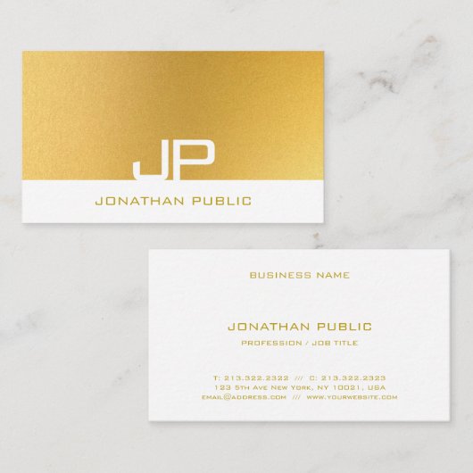 Creative Gold Monogram Elegant Moderne Sjabloon Visitekaartje (Voorkant / Achterkant)