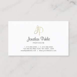 Creative Gold Monogram Minimalist Plain Trendy Visitekaartje