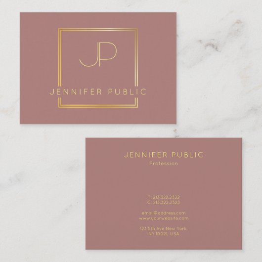 Creative Gold Monogram Modern Sjabloon Luxe Visitekaartje (Voorkant / Achterkant)