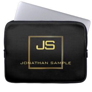 Creative Gold Monogram zwarte Sjabloon-laptop Laptop Sleeve