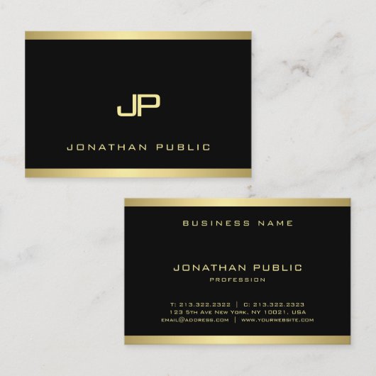 Creative Gold Monogrammed Plain Modern Elegant Visitekaartje (Voorkant / Achterkant)