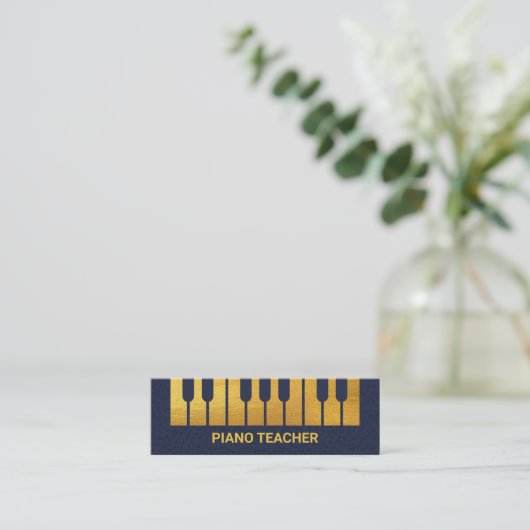 Creative Gold Piano Keys Floating Musical Notes Mini Visitekaartje (Staand voorkant)