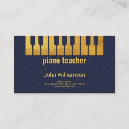 Creative Gold Piano Keys maakt muzieknotities Visitekaartje (Voorkant)