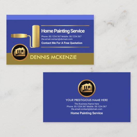 Creative Gold Roller Paint Brush Handyman Painter Visitekaartje (Voorkant / Achterkant)