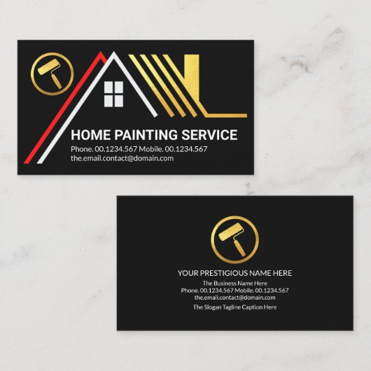 Creative Gold Roof Building Home Painting Service Visitekaartje (Voorkant / Achterkant)