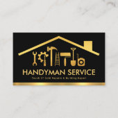 Creative Gold Rooftop Handyman Tools Home Repareer Visitekaartje (Voorkant)