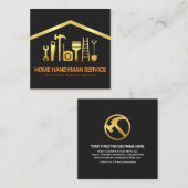 Creative Gold Rooftop Handyman Tools Vierkante Visitekaartje (Voorkant / Achterkant)