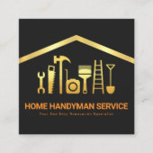 Creative Gold Rooftop Handyman Tools Vierkante Visitekaartje (Voorkant)