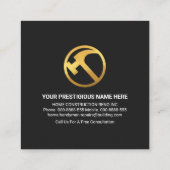 Creative Gold Rooftop Handyman Tools Vierkante Visitekaartje (Achterkant)