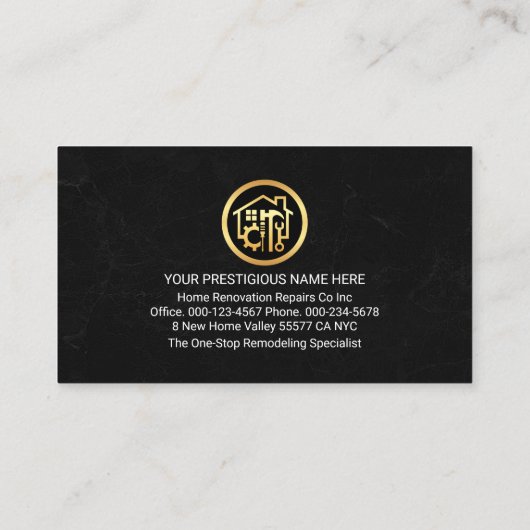Creative Gold Rooftop Handyman Tools Visitekaartje (Achterkant)