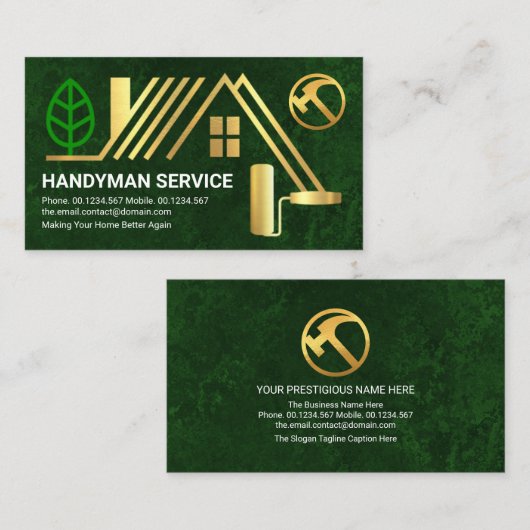 Creative Gold Rooftop Rollerpenseel Bouw Visitekaartje (Voorkant / Achterkant)