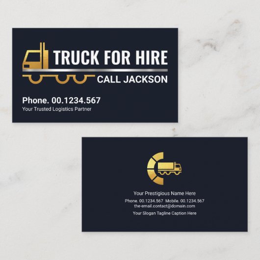 Creative Gold Silver Semi Truck Moving Hauling Visitekaartje (Voorkant / Achterkant)