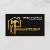 Creative Gold Spanner Hammer Rooftop Building Visitekaartje (Voorkant)