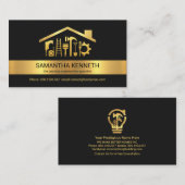 Creative Gold Stripe Construction Tools Visitekaartje (Voorkant / Achterkant)