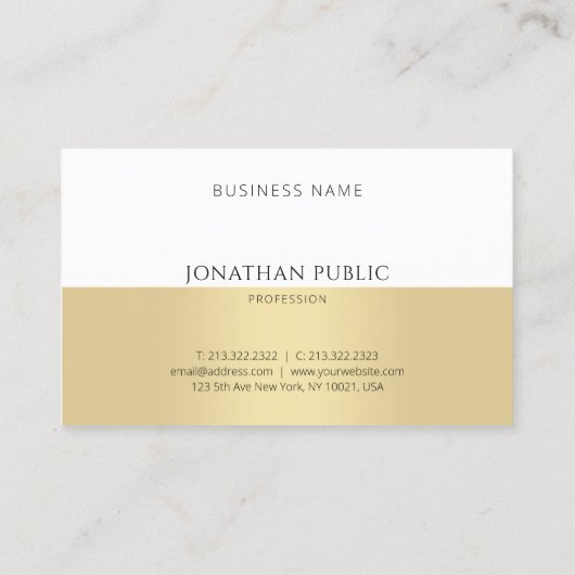 Creative Gold White, eenvoudig, modern Visitekaartje (Achterkant)