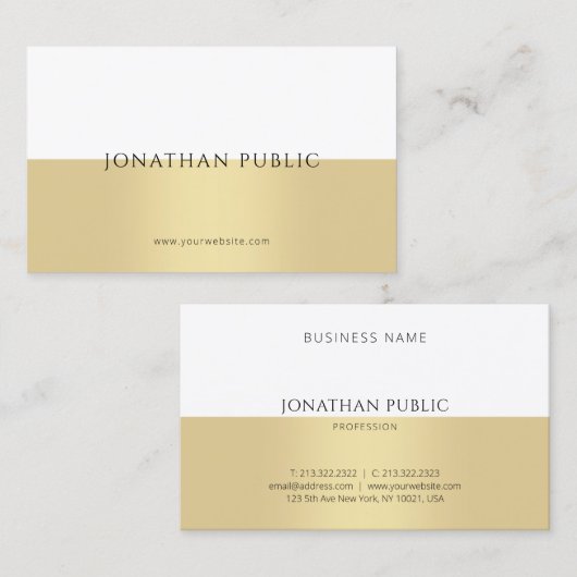 Creative Gold White, eenvoudig, modern Visitekaartje (Voorkant / Achterkant)