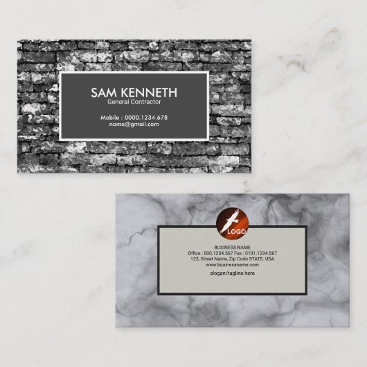 Creative Grey Stone Wall Visitekaartje (Voorkant / Achterkant)