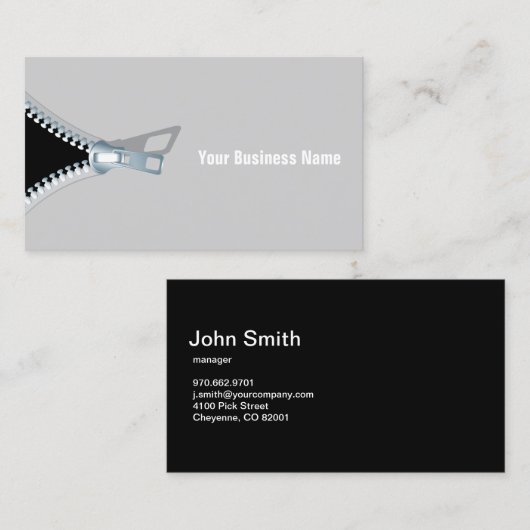 Creative Grey Zippered Professional Visitekaartje (Voorkant / Achterkant)