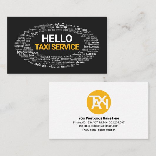 Creative Hallo Language Greetings Private Driver Visitekaartje (Voorkant / Achterkant)