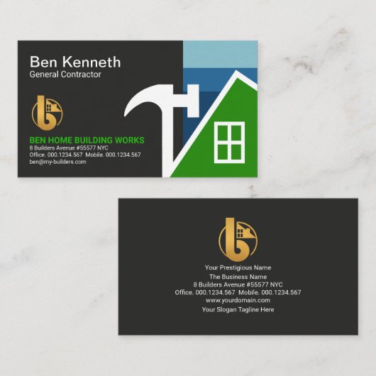 Creative Hammer Abstract Building Construction Visitekaartje (Voorkant / Achterkant)