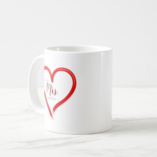 Creative Hand Painted Red Heart Future Mrs Name Koffiemok (Voorkant links)