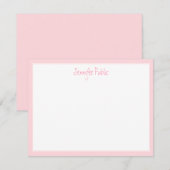 Creative Hand Script Name Text Pink Border White Notitiekaartje (Voorkant / Achterkant)