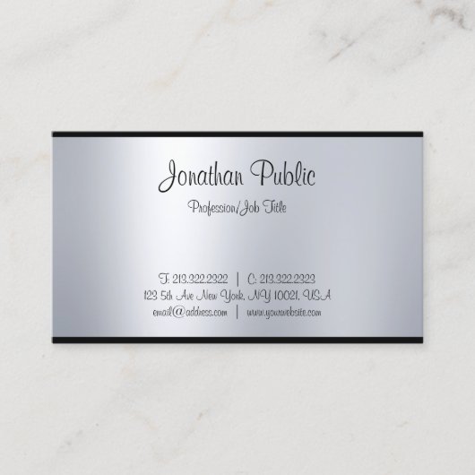 Creative handgeschreven Silver Calligrafie van het Visitekaartje (Voorkant)